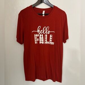 Hello Fall Bella Canvas Rich Red Tee Large